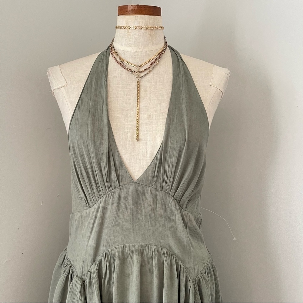 Free People Cottagecore Fairy maxi dress in Sage Green Large NWOT rare color - Picture 3 of 9